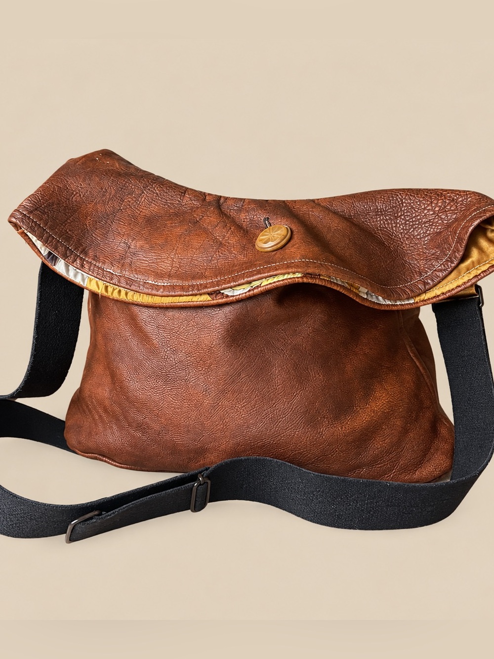 Handmade Leather Slouchy Fold Over Bag